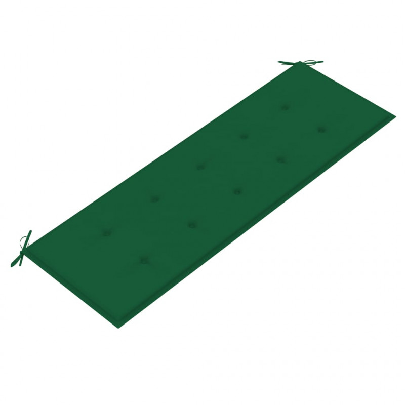 Ławka ogrodowa z zieloną poduszką, 150 cm, lite drewno tekowe