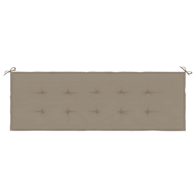Ławka ogrodowa z poduszką taupe, 150 cm, lite drewno tekowe