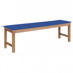 Ławka ogrodowa z kobaltową poduszką, 150 cm, drewno tekowe