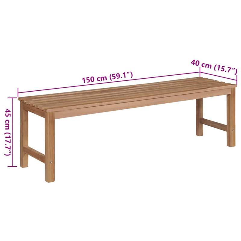 Ławka ogrodowa z poduszką w czerwoną kratę, 150 cm, tek