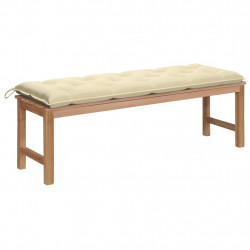 Ławka ogrodowa z kremową poduszką, 150 cm, lite drewno tekowe
