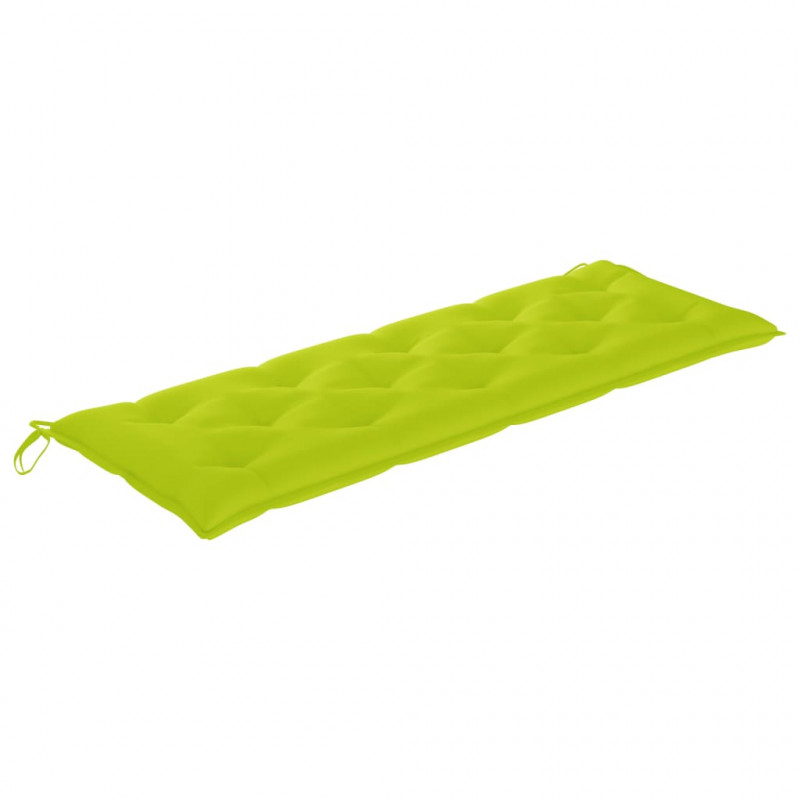 Ławka ogrodowa z jasnozieloną poduszką, 150 cm, drewno tekowe