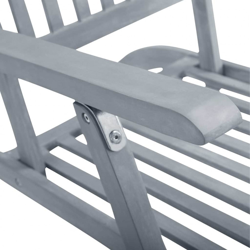 Leżak tarasowy z podnóżkiem i poduszką, lite drewno akacjowe