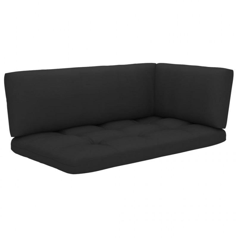 Sofa 2-osobowa z palet, z poduszkami, czarna, drewno sosnowe