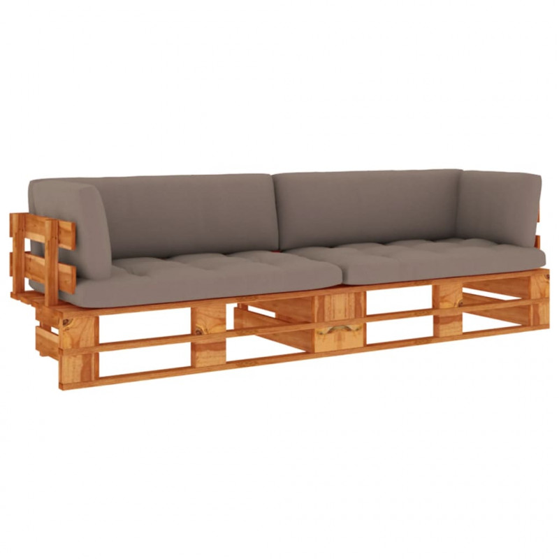 Sofa 2-os. z palet, z poduszkami, miodowy brąz, drewno sosnowe