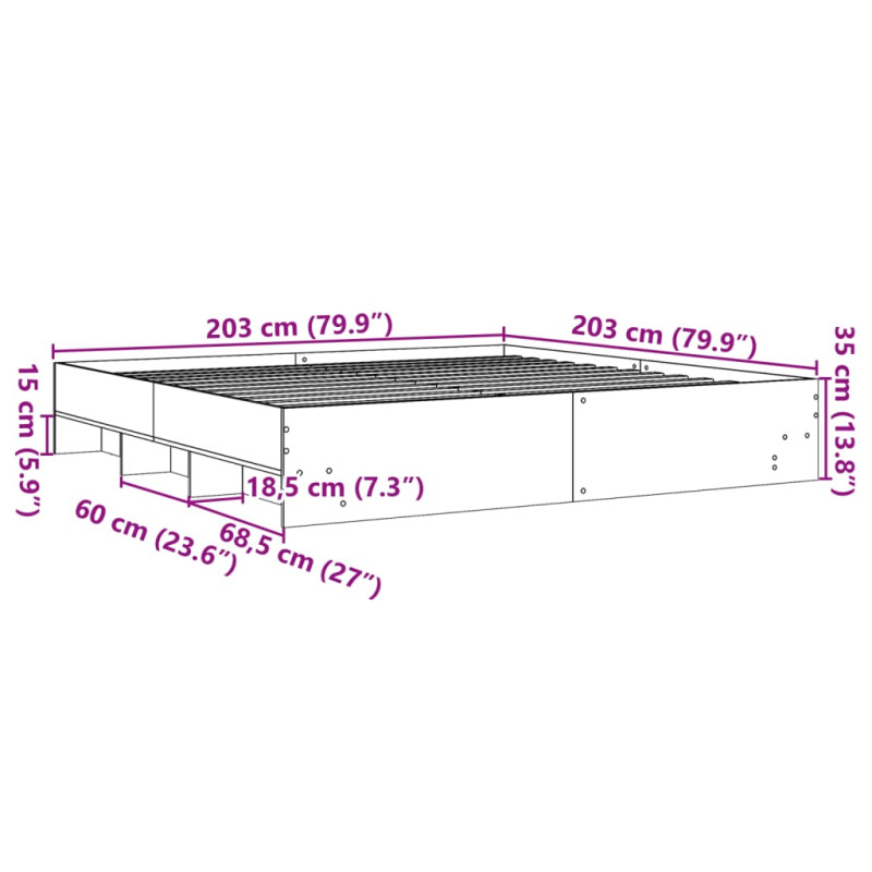 Rama łóżka, biała, 200x200 cm, materiał drewnopochodny