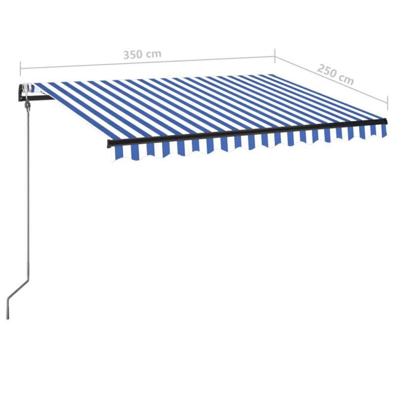 Automatycznie zwijana markiza, 350x250 cm, niebiesko-biała