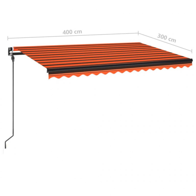 Ręcznie zwijana markiza z LED, 400x300 cm, pomarańczowo-brązowa