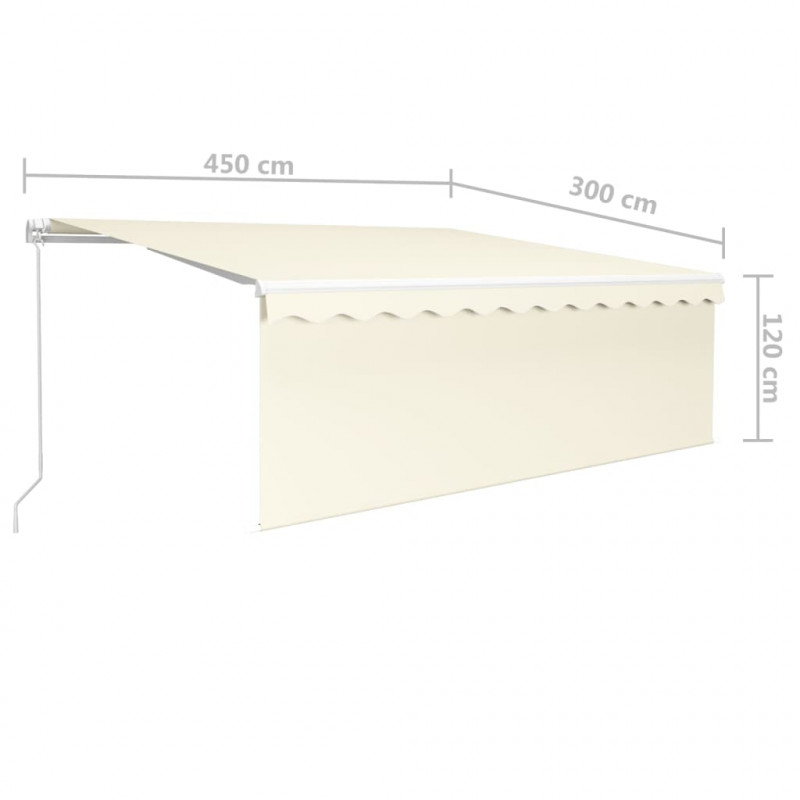 Ręcznie zwijana markiza z zasłoną, 4,5 x 3 m, kremowa