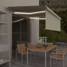Ręcznie zwijana markiza z zasłoną i LED, 4,5x3 m, kremowa