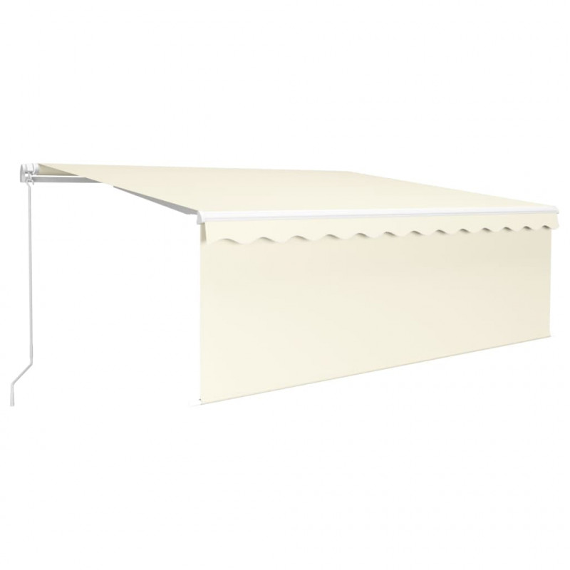 Ręcznie zwijana markiza z zasłoną i LED, 4,5x3 m, kremowa