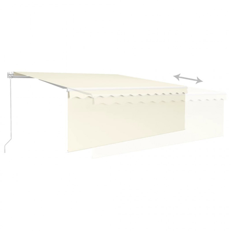 Ręcznie zwijana markiza z zasłoną i LED, 4,5x3 m, kremowa