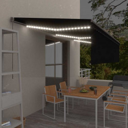 Ręcznie zwijana markiza z zasłoną i LED, 6x3 m, antracytowa