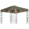 Altana ze sznurem lampek LED, 3x3 m, tkanina w kolorze taupe