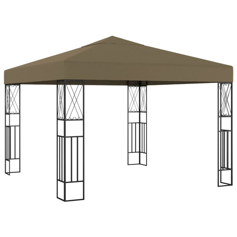 Altana ze sznurem lampek LED, 3x3 m, tkanina w kolorze taupe
