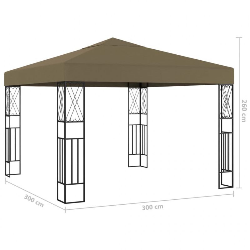 Altana ze sznurem lampek LED, 3x3 m, tkanina w kolorze taupe