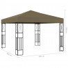 Altana ze sznurem lampek LED, 3x3 m, tkanina w kolorze taupe