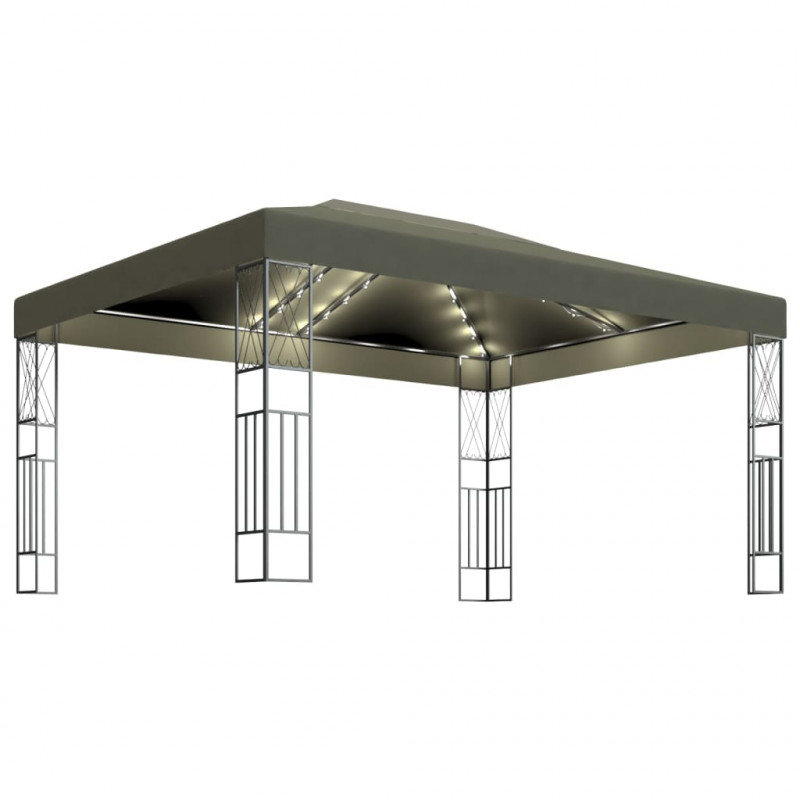 Altana ze sznurem lampek LED, 3x4 m, tkanina w kolorze taupe