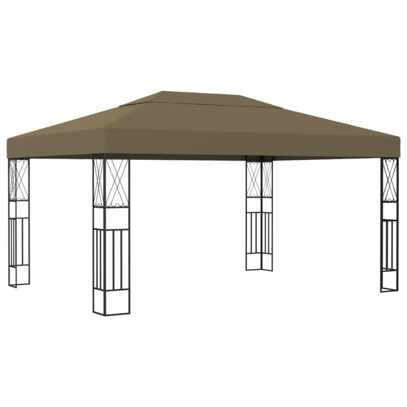 Altana ze sznurem lampek LED, 3x4 m, tkanina w kolorze taupe