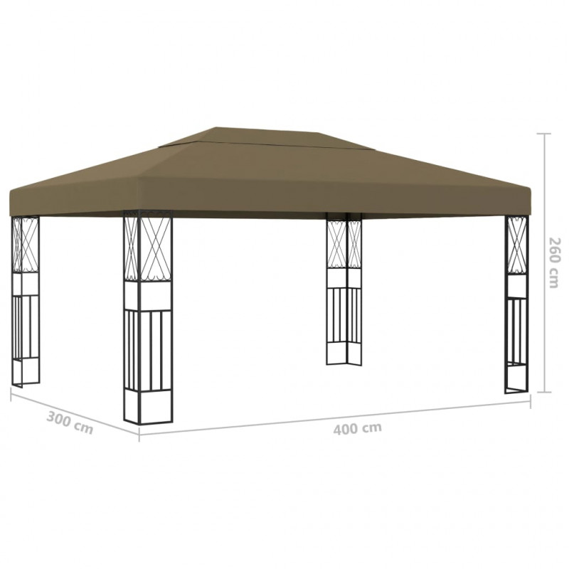Altana ze sznurem lampek LED, 3x4 m, tkanina w kolorze taupe