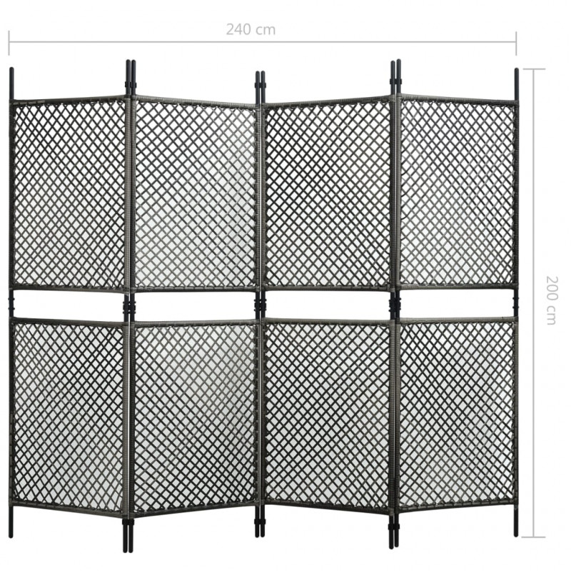 Panel ogrodzeniowy z polirattanu, 2,4x2 m, antracytowy