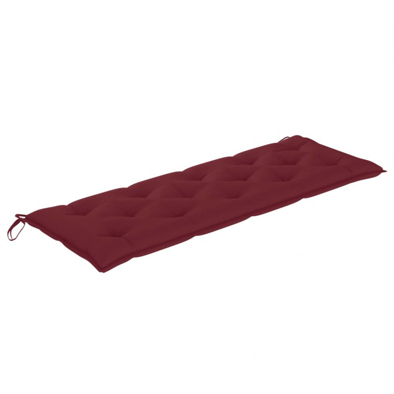 Ławka Batavia z czerwoną poduszką, 150 cm, lite drewno tekowe