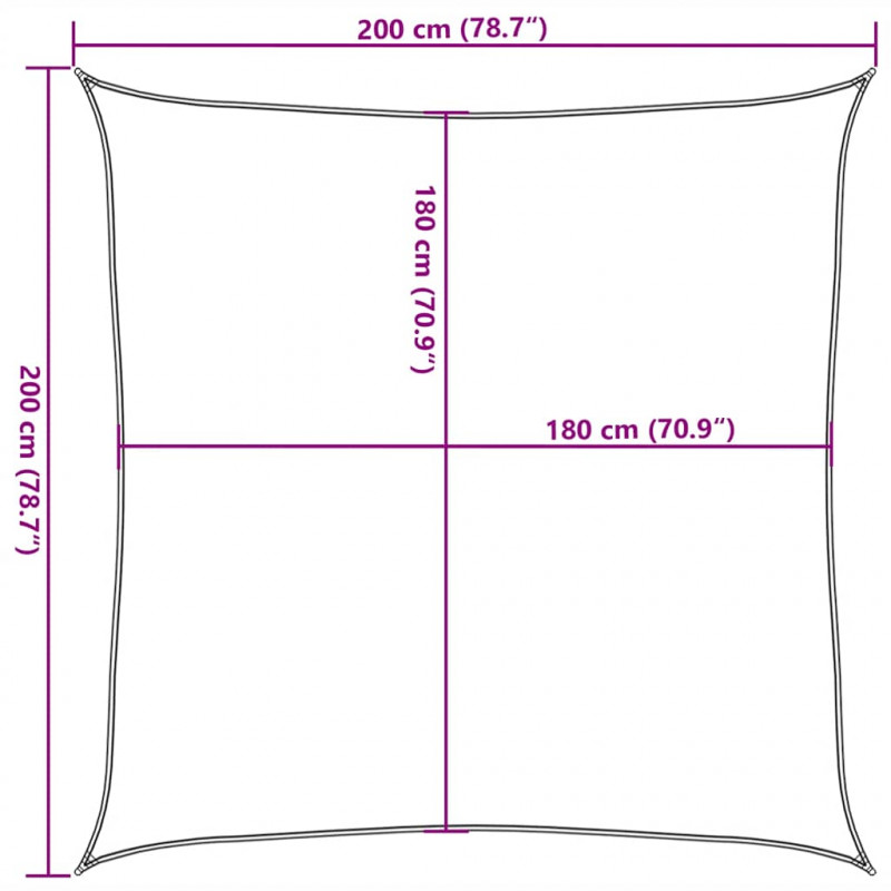 Żagiel przeciwsłoneczny, 160 g/m², taupe, 2x2 m, HDPE