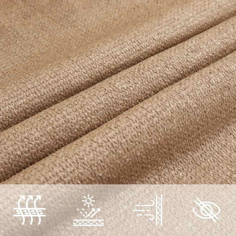 Żagiel przeciwsłoneczny, 160 g/m², kolor taupe, 3x3x3 m, HDPE
