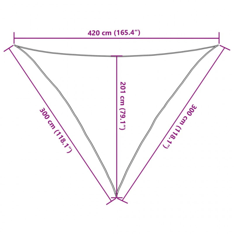 Żagiel przeciwsłoneczny, 160 g/m², brązowy, 3x3x4,2 m, HDPE