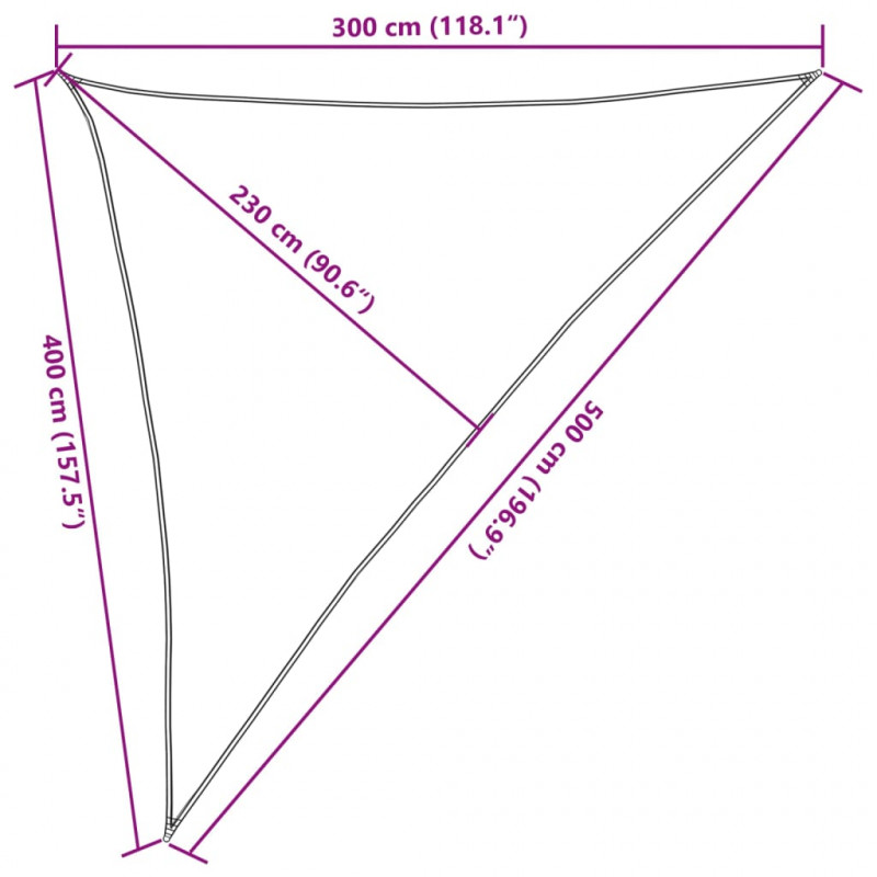 Żagiel przeciwsłoneczny, 160 g/m², brązowy, 3x4x5 m, HDPE