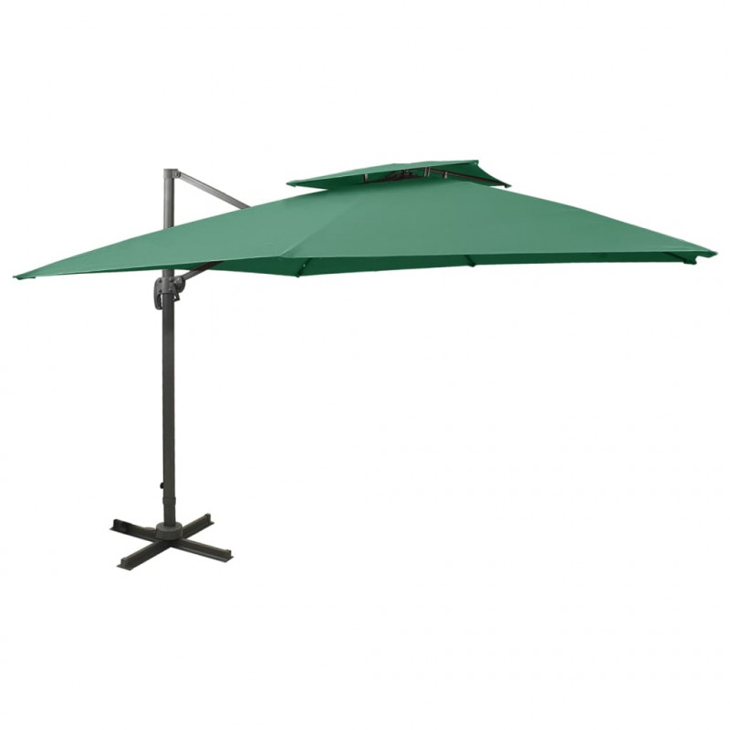 Parasol wiszący z podwójną czaszą, 300x300 cm, zielony