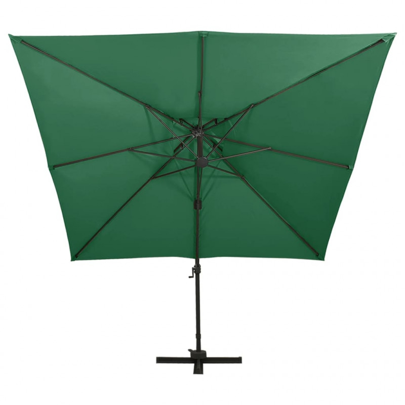 Parasol wiszący z podwójną czaszą, 300x300 cm, zielony