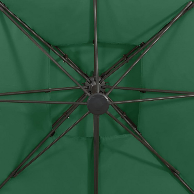 Parasol wiszący z podwójną czaszą, 300x300 cm, zielony