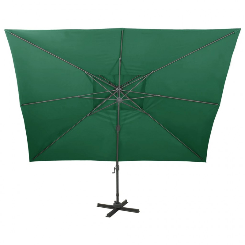 Parasol wiszący z podwójną czaszą, 400x300 cm, zielony