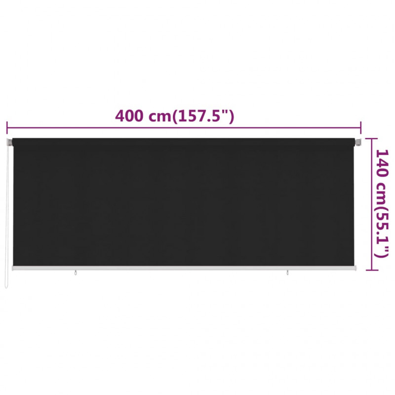 Roleta zewnętrzna, 400x140 cm, czarna, HDPE