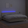 Łóżko kontynentalne z LED, materac, kremowe, ekoskóra 160x200cm