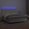 Łóżko kontynentalne z LED, materac, kremowe, ekoskóra 160x200cm