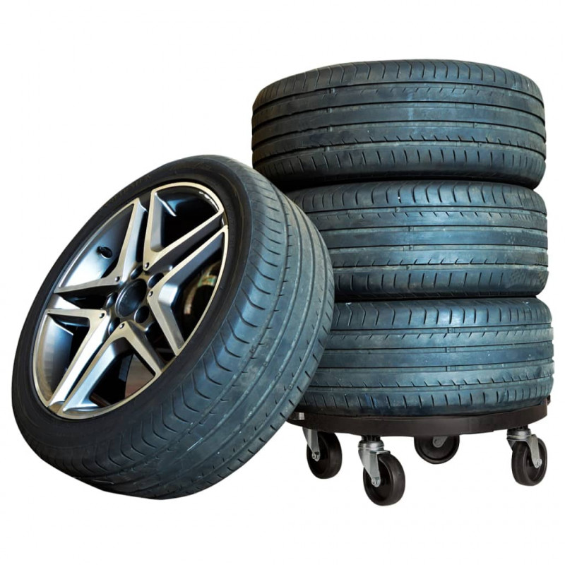Podstawki pod donicę, z kółkami, 5 szt., 40 cm, czarne, 275 kg
