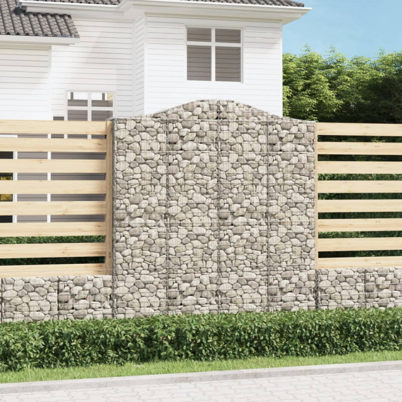 Kosze gabionowe, 6 szt, 200x30x220/240 cm, galwanizowane żelazo