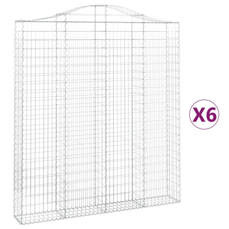 Kosze gabionowe, 6 szt, 200x30x220/240 cm, galwanizowane żelazo
