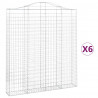 Kosze gabionowe, 6 szt, 200x30x220/240 cm, galwanizowane żelazo