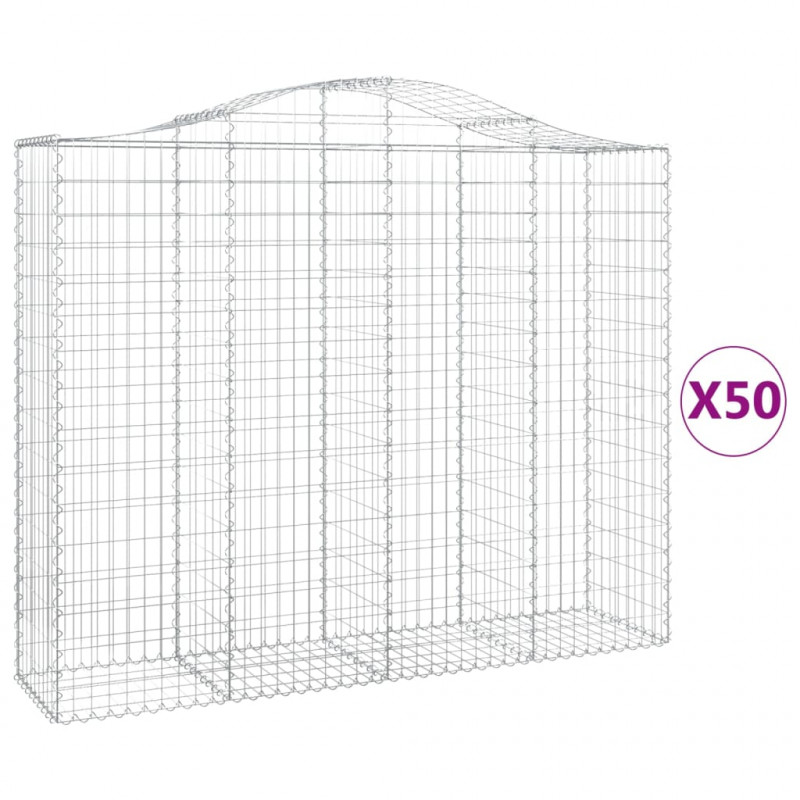 Kosze gabionowe, 50 szt, 200x50x160/180cm, galwanizowane żelazo