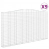 Kosze gabionowe, 9 szt, 400x30x220/240 cm, galwanizowane żelazo