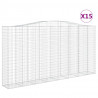 Kosze gabionowe, 15 szt, 400x50x200/220cm, galwanizowane żelazo