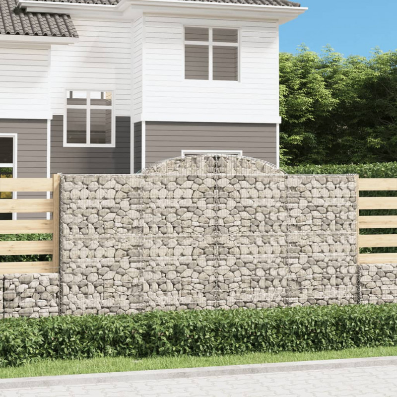 Kosze gabionowe, 12 szt, 300x30x160/180cm, galwanizowane żelazo