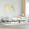 Sofa rozsuwana z szufladami, bez materaca, białe, 80x200 cm