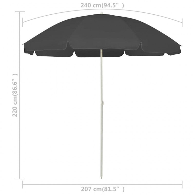 Parasol plażowy, antracytowy, 240 cm