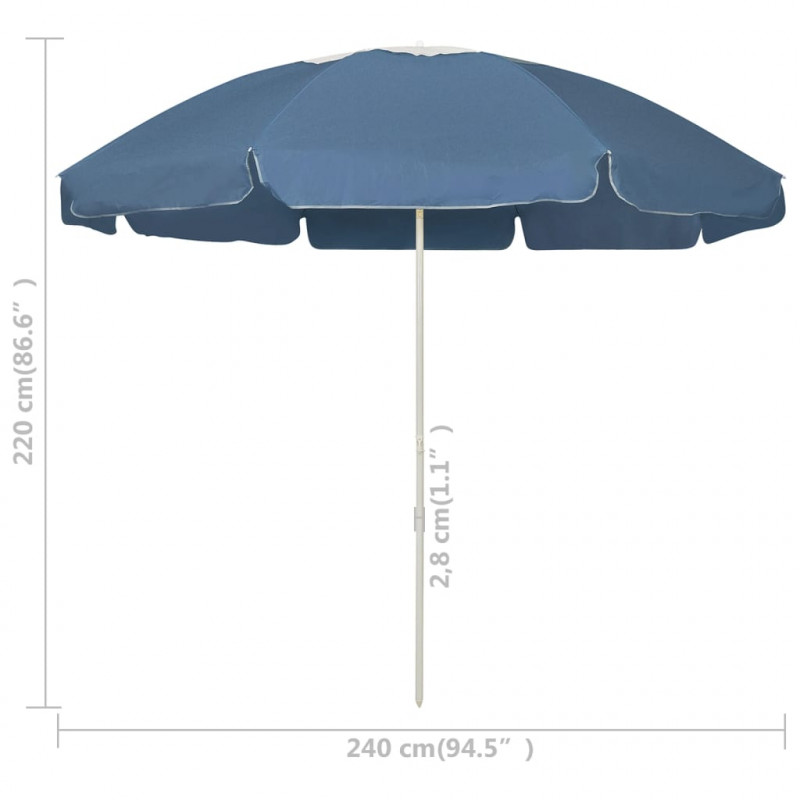 Parasol plażowy, niebieski, 240 cm