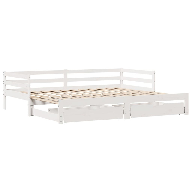 Sofa rozsuwana z szufladami, bez materaca, białe, 80x200 cm