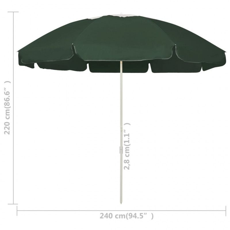 Parasol plażowy, zielony, 240 cm